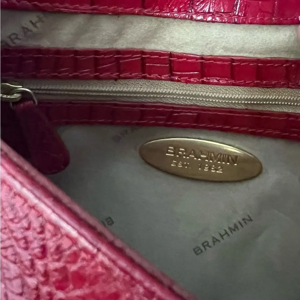 Brahmin Dark Red Croc-Embossed Leather Crossbody Bag - Picture 5 of 10
